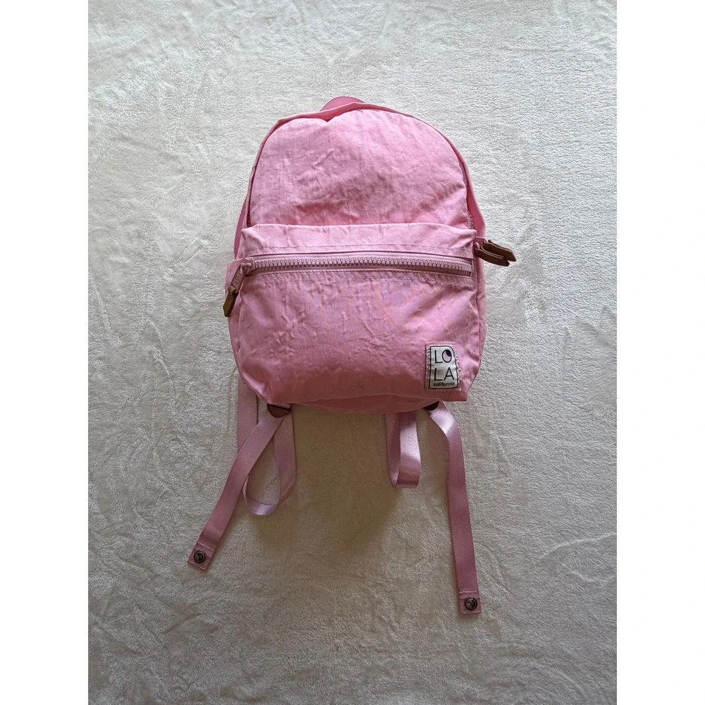 LOLA California Starchild Pink Crinkle Nylon Mini Backpack Kids OS Excellent